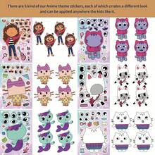 6 pièces/set Les amis de la maison de poupée de Gabby, autocollants interactifs de visage de bande dessinée pour enfants à tenir dans la main, cadeaux de bas de Noël, cadeaux de Noël, décorations de Noël - Multicolore - Voir 1