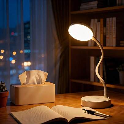 1pc LED Bedside Lamp | USB Desk Lamp | Reading Light | Gooseneck Design | 360° Adjustable & Rotatable | 3 Color Dimmable (Cool White | Neutral | Warm White) Button, Suitable For Living Room, Bedroom, Study, Office, Reading, Learning, Ideal Birthday, Valentine's Day, Christmas, Thanksgiving Gift