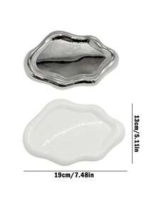 1pc Modern Jewelry Organizer Tray - White/Silver Plated - Elegant Necklace, Bracelet, Earring Display Stand - ABS Resin Vanity Tray - Unisex, Birthday, Wedding, Valentine's Day Gift - Vanity, Office Desk, Party Decor - Jewelry Storage Tray - View 5