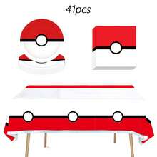 40/41pcs Themed Birthday Party Supplies, Including 20 Plates, 20 Napkins, 1 Tablecloth, Suitable For Birthday Party Decoration, Disposable Birthday Party Tableware - As Shown In the Figure - View 2
