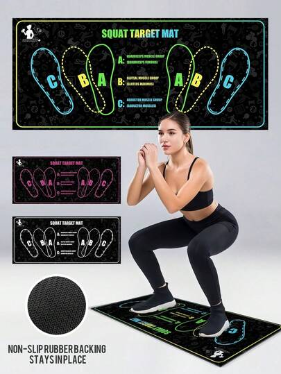 Anti-Slip Durable Targeted Guidance Heavy-Duty Fitness Mat, Suitable For Beginners, Ergonomic Portable Yoga Mat, Deep Squat Training Mat For Legs And Abdomen, Women's Weight Loss Pilates Home Gym Equipment, Walking Pad, Fitness Set