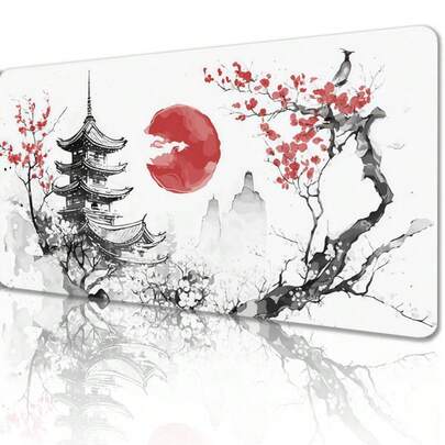 سجادة الفأرة الكبيرة جدًا للألعاب من تيتان وولف 900 * 400 مم، سجادة الفأرة الكبيرة الحجم تحسن الدقة والسرعة، تصميم رسم الحبر الياباني