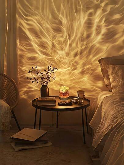 16/7 Color Wave Projection Night Light, USB Powered, Suitable For Home Decor, Comes With Remote Control, Creates Bedroom Ambiance, Ideal For Holiday Gifts And Sunset Lamps. Made Of Acrylic Crystal, Provides 7/16 Soft And Non-Glaring Lighting Modes. (Keywords: Lighting, Home Decor, LED Lamp, Bedroom Decor, Illumination)