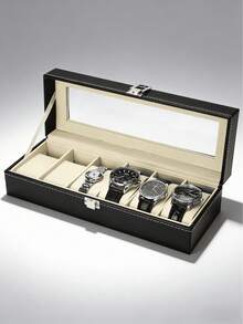 PU Leather Watch Storage Box, Watch Display Case, Multi-Slot Watch Organizer Box, Jewelry Box, Bracelet Box - Multicolor - View 1