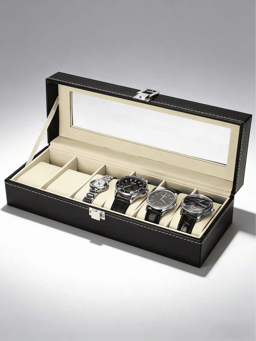PU Leather Watch Storage Box, Watch Display Case, Multi-Slot Watch Organizer Box, Jewelry Box, Bracelet Box - Multicolor - View 1