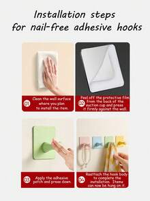 4pcs Self-Adhesive Bathroom Hooks - No-Drill Wall-Mounted Towel & Bathrobe Hooks, Space-Saving Multi-Functional Adhesive Hooks For Bedroom, Kitchen, Bathroom - Ideal Clothing, Hat Storage Bathroom Accessories - Multicolor - View 11