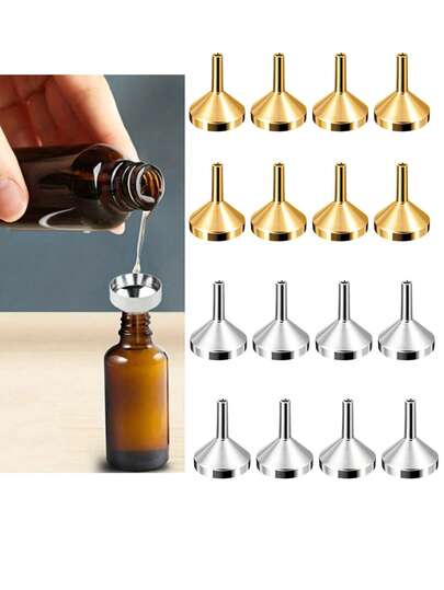 1/3/5pcs Funnel Set, Mini Funnel, Oil Funnel, Liquid Funnel, Multi-Purpose Oil Funnel, Metal Funnel, Heat-Resistant Oil Funnel, Mini Metal Funnel, Perfume Filling Tool, Aluminum Small Liquid Dispenser, Perfume Funnel, Aluminum Mini Perfume Dispenser, Separatory Funnel For Milk, Wine, Oil, Juice, Honey, Kitchen Tools