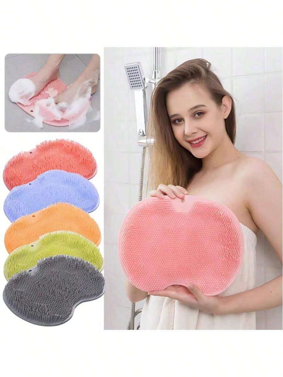 Silicone Shower Foot Scrubber Mat Silicone Shower Foot Brush Pad Wall Mounted Feet And Back Scrubber Massage Pad With Suction Cups For Women Men Exfoliating, Non Slip Suction Cups,Foot Care Tools,Nail Art Tools,Body Care Tools,Shower Foot & Back Scrubber Mat Hands Free Foot Massager Mat With Non-Slip Suction Cup - Multicolor - View 1