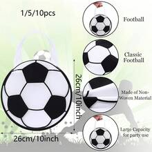 1/5/10 piezas Bolsas de regalo con asa con tema de fútbol - Bolsa de regalo redonda portátil para temas deportivos de fútbol - Bolsas de fiesta de poliéster para eventos deportivos, gimnasio, viajes y uso diario - fútbol americano - Ver 3