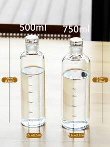 1pc Plastic Graduated Water Bottle, Sports Hiking Cup, Car Cup, Fruit Drink Cup - Multicolor - View 8