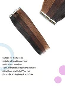 20片/50克 隐形无痕胶带式真人发接发，柔软丝滑，适合女性和女孩 - 彩色 - 查看 2