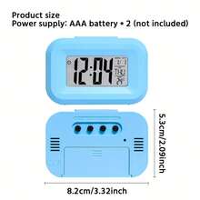 多功能桌面时钟，大尺寸液晶显示屏，支持温度/日期/星期显示，带贪睡功能，电池供电，小巧设计 - 不含电池 - 彩色 - 查看 5