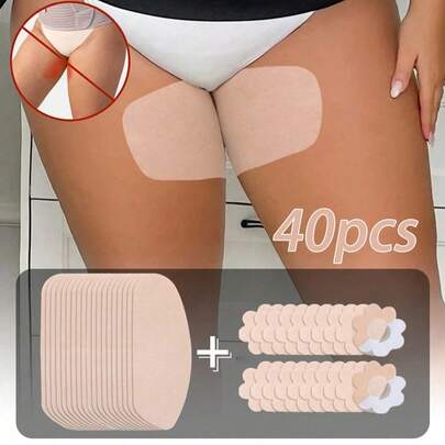Miếng dán chống ma sát đùi vô hình, 40 miếng, mềm mại, chống ma sát, miếng bảo vệ đùi thoải mái cho phụ nữ có thân hình đầy đặn.