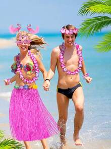 Bộ váy cỏ Hawaii 8/4 món, thích hợp cho khiêu vũ Hawaii, tiệc bể bơi, đám cưới, tiệc sinh nhật, trang phục lễ hội và đạo cụ. - nhiều màu - Xem 4