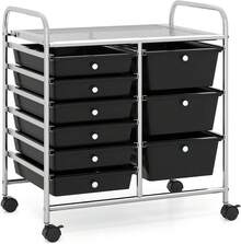 9 Drawers Storage Cart, Multipurpose Rolling Carts With Lockable Wheels, Mobile Utility Storage Trolley Organizer - Black - View 8