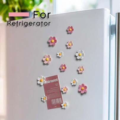 7/9 Pcs - Cute Flower Magnet, Girl Pink Magnet For Fridge And Locker, Whiteboard, And Decoration