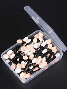 100/50支双头海绵眼影刷，眉妆工具，迷你化妆刷，旅行必备，情人节礼物 - 彩色 - 查看 7