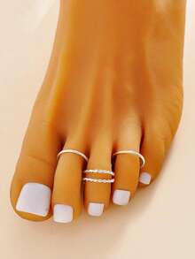 4pcs Minimalist Metal Twist Design Toe Rings Set, Suitable For Beach Party, Travel, Vacation Jewelry Accessories - Multicolor - View 2