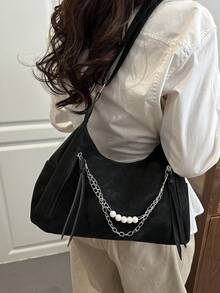 2026新款高品质休闲通勤大容量手提包，时尚斜挎单肩包，女士款 - 黑色 - 查看 2