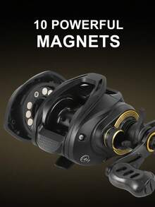 鼓式渔线轮，10英寸磁力刹车系统鼓式渔线轮，齿轮比7.2:1，最大刹车力8公斤，金属线杯，适用于淡水和海水鼓式渔线轮 - 彩色 - 查看 4