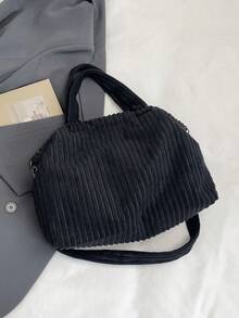 Large Capacity Tote Bag, Women's Casual Letter Print Handbag, Versatile Shoulder Bag For Commuting - Black - View 10