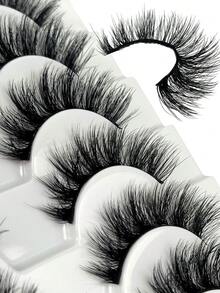 10 Pairs Thick 3D Multi-Layer DD Curly Russian Spiked Style Volume False Eyelashes High Fluffy And Curly Degree Dense & Bold Whole Piece Eyelash Extensions Suitable For Parties Dances And Everyday Wear - Black - View 3