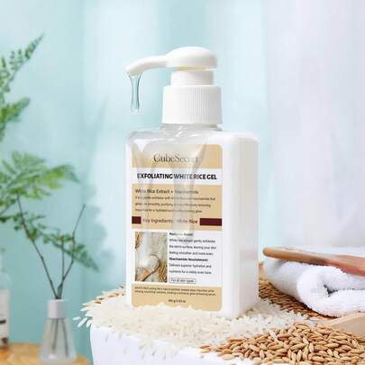 蕴含大米提取物的面部去角质凝胶，100克/3.53盎司 - 深层清洁毛孔，温和无磨砂，适用于面部和身体，提亮肤色，去除死皮，令肌肤光滑透亮