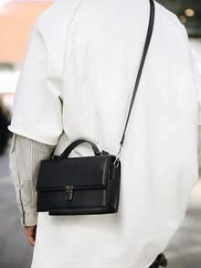 Unisex British Style Mini Messenger Bag, Box-Shaped Shoulder Bag, Handbag, Casual Commuter One Shoulder Crossbody Bag, Rectangular, Suitable For Back To School, Vacation, Father's Day Gift, Valentine's Day Gift - Multicolor - View 7