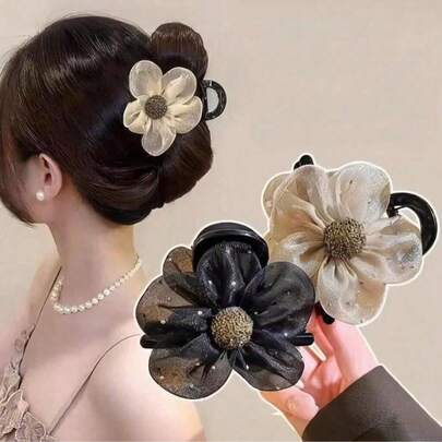 2025 New Sunflower Hair Claw Clips For Women, High Ponytail Fixation Hair Clips, Floral Hair Claw For Bun, Ponytail And Bangs, Multiple Styles