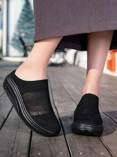 Women's Breathable Mesh Slip-On Athletic Sneakers, Lightweight Sole Suitable For Walking, Running And Outdoor Activities, Rounded Toe Design For Comfortable Daily Wear And Hiking