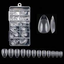 240片预成型哑光杏仁形亚克力美甲贴纸，全覆盖凝胶美甲贴片，方形透明凝胶按压式假指甲，适合美甲延长和居家DIY美甲 - 彩色 - 查看 6