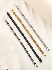 A Fashionable Punk 18k Stainless Steel, Electroplated Accessory. A 6mm-Wide Double-Layer Hollow Heart Bracelet. - Multicolor - View 5