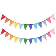 12面/套彩色三角旗，适用于生日派对、婚礼装饰、户外派对，防水亚麻质感三角旗，每串4米，可重复使用 - 查看 7