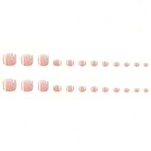 24-Piece Wearable Nail Set With White Edges, French Floral Manicure, Wearable Toenail Patches - 1-60 - Xem 6