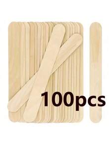 10/50/100pcs Wooden Craft Sticks - Great For Artists DIY Educational Projects And Family Entertainment, Hair Removal Wax Bar, Wooden Tongue Scraper, Wooden Stick, Ice Cream Stick - Apricot - View 10