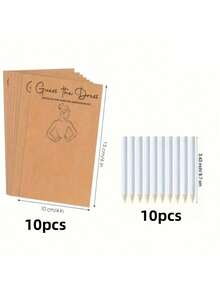 10pcs/Set Bride Riddle Game DIY Wedding Party Supplies, Includes 5 Game Cards And 5 White Pencils, Interactive Guessing Game For Guests And Wedding Decor, Fun Wedding Party Game Accessories - Multicolor - View 12