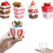 [100 cái/60 cái/50 cái/30 cái/20 cái/10 cái] Cốc mousse nướng, Cốc mousse kem trong suốt có nắp, Nhiều chất liệu để lựa chọn, Chịu nhiệt độ thấp & Dễ vệ sinh, Có thể tái sử dụng, Thích hợp cho quán cà phê, quầy ăn nhẹ, tiệc buffet tráng miệng, gia đình, nhà bếp, tiệc nướng, bánh pudding, bánh phô mai, mousse, thạch - Trong sáng - Xem 9