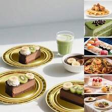 10/20/30/50/100 piezas Vajilla de papel dorado, platos para ensalada, platos de postre, platos desechables para fiestas, disponibles en tamaños de 7 pulgadas y 9 pulgadas, fácil de limpiar, adecuado para pasteles, postres, ensaladas, hamburguesas, sándwiches, aperitivos, frutas, fiestas de cumpleaños, bodas, campamentos al aire libre, Año Nuevo, Día de San Valentín - Dorado - Ver 3