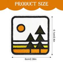 RHUAGYP 1pc Retro Pixel Art Mountain Landscape Embroidered Patch, Geometric Scenery Design For Heat Transfer Or Adhesive, Suitable For Vintage Streetwear, Unique Outdoor Emblem - Multicolor - View 3