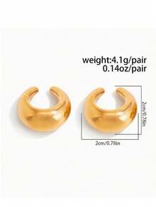 2pcs Gold & Silver Metal Rimmed Earring Set For Women - Gold 2 - View 2