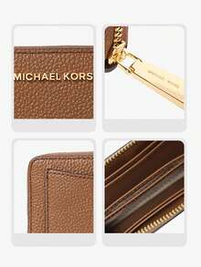 Michael Kors Empire Slim Thin ID Credit Card Holder RFID Genuine Leather Bifold Front Pocket Wallet - Brown - View 3