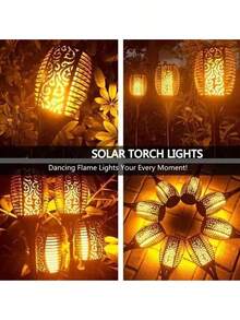 2/4pcs-96 LED Solar Outdoor Lawn Lights, 43 Inches High, Oversized, Waterproof Solar Torch Lights With Flashing Flames, 1200mAh Solar Powered Torch Decorative Lights, Used To Decorate Your Garden - 2 Warm Lights - View 5