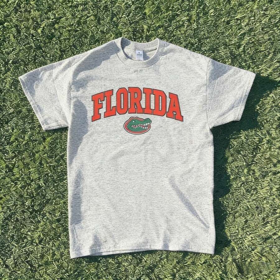 Summer Tops Summer New Short Sleeve Pattern Top ,Vintage Florida State Gators Shirt White New White All Sizes, Shirt Hot Summer TopsNew Comfortable Retro Cotton T-Shirt-Unisex Summer Casual Vintage Cotton Printed T-Shirts For Couples - 灰色 - 查看 1