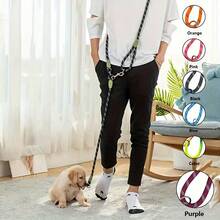 Reflective Hands-Free Dog Leash, Adjustable Bungee With Shock Absorption, Durable Nylon Webbing, Blue With Reflective Stripes, Ideal For Walking, Hiking & Running, Fits Small To Large Dogs, Convenient Outdoor Accessory - A - View 11