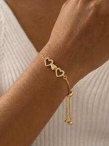 1条简约优雅镂空心形链手链，百搭日常佩戴，适合作为情人节、开斋节礼物 - 彩色 - 查看 6