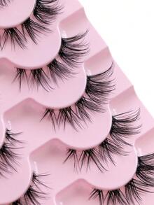 Hinarin 7 Pairs Cat Eye Faux Mink Eyelashes Invisible Strap Eyelashes Cross Style Fluffy Wispy Extended Natural False Eyelashes Easy To Apply For Beginners Reusable Strip Lashes Lashes Eyelashes Fake Lashes - Black - View 3