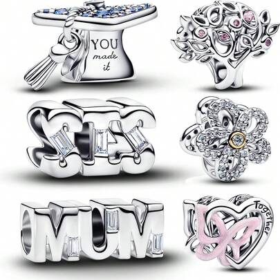 1 件装时尚学士帽吊坠，镀银，适合搭配手链项链，DIY 节日礼物