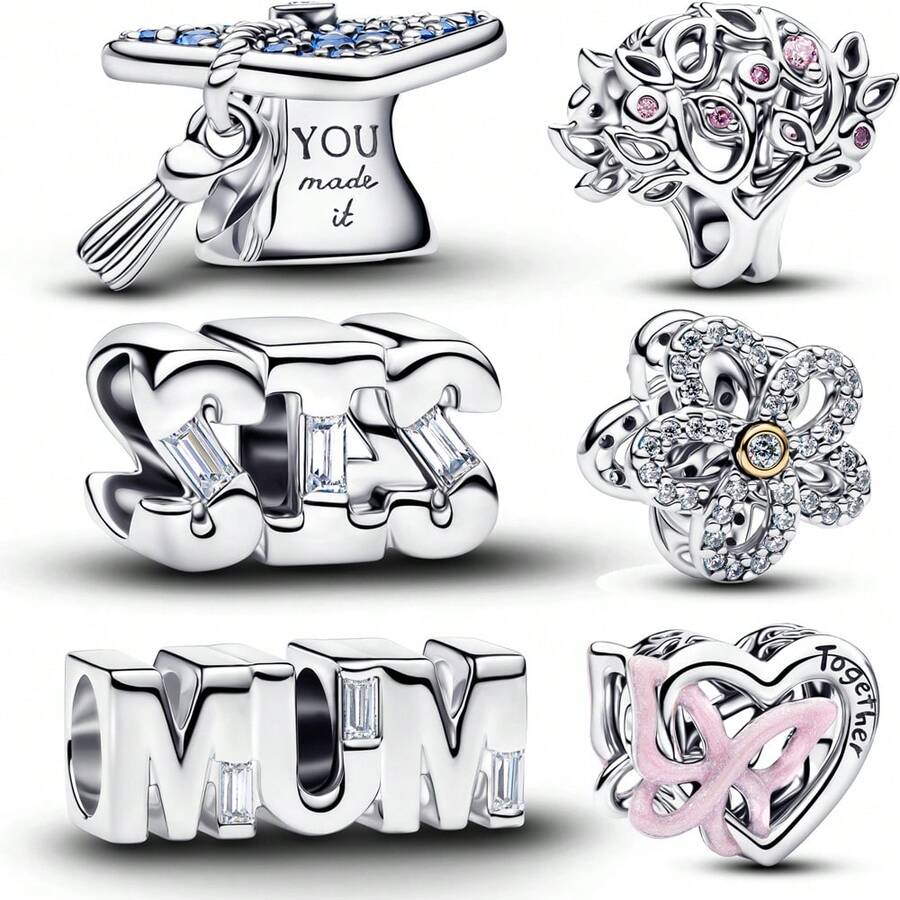 1 件装时尚学士帽吊坠，镀银，适合搭配手链项链，DIY 节日礼物 - 彩色 - 查看 1