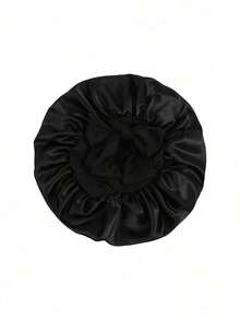 1pc Satin Bow Tie Elastic Lightweight Shower Cap, Solid Color, Women & Girls, Black, Valentine's Day Sleep Bonnet - Màu tím - Xem 4