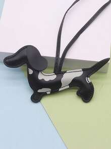 1pc PU Leather Dachshund Keychain - Handmade Cartoon Dog Bag Charm, With Cute Puppy Design, Suitable For Keys, Backpacks Or Car Accessories, Packaging Decor | Cartoon Dog Design | Colorful Keyring, Dog Accessories - 米色 - 查看 5